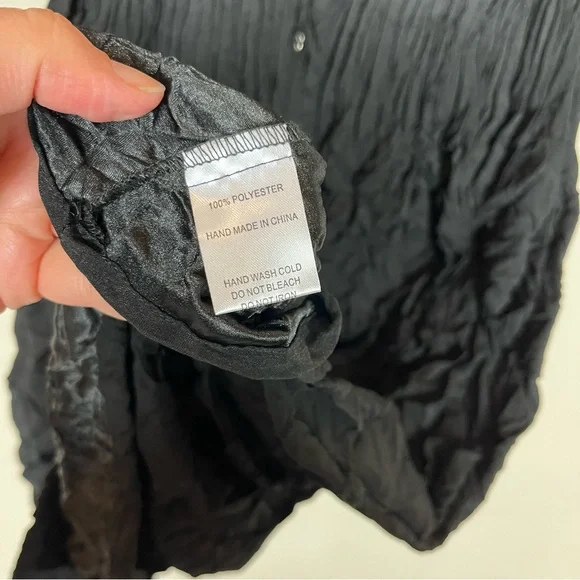 Alquema Crinkle Dress Size 1 (6 8 10) Midi 3/4 Sleeve Button Black - Picture 10 of 12